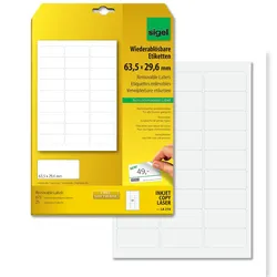Sigel LA210 Wiederablösbare Etiketten, 63,5 x 29,6 mm, weiß, 675 Etiketten