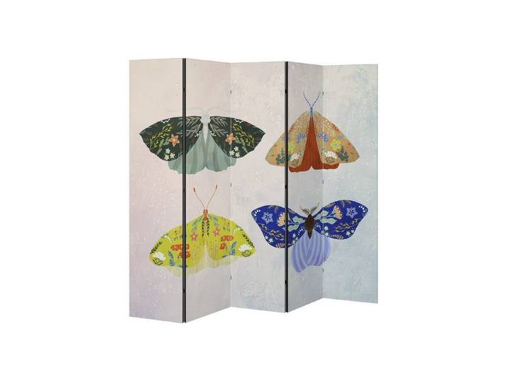 SPACEREBELS Paravent MOTH INTO THE LIGHT (1 St), Raumteiler mit 5 Paneelen, einseitig bedruckt, 190 x 168 cm
