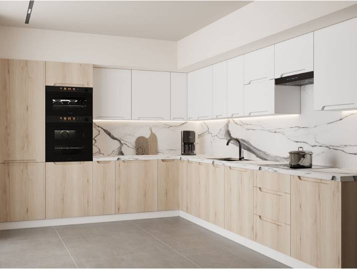 ROYAL24_MARKT Winkelküche KS32-G380x300 – Zivora - moderne MDF-Fronten, (Komplett Set), Feinste Qualität - Modern - Zeitlos