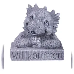 DELUKE Gartenfigur OTTO Keramik Grau-Schwarz 28x23x28cm Gartendeko Outdoor Figur