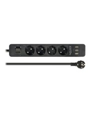 Delock DELOCK STECKDOSENLEISTE 4-FACH MIT SCHALTER UND 3 X USB SCHWARZ Steckdosenleiste 1,5 m Schwarz (11209)