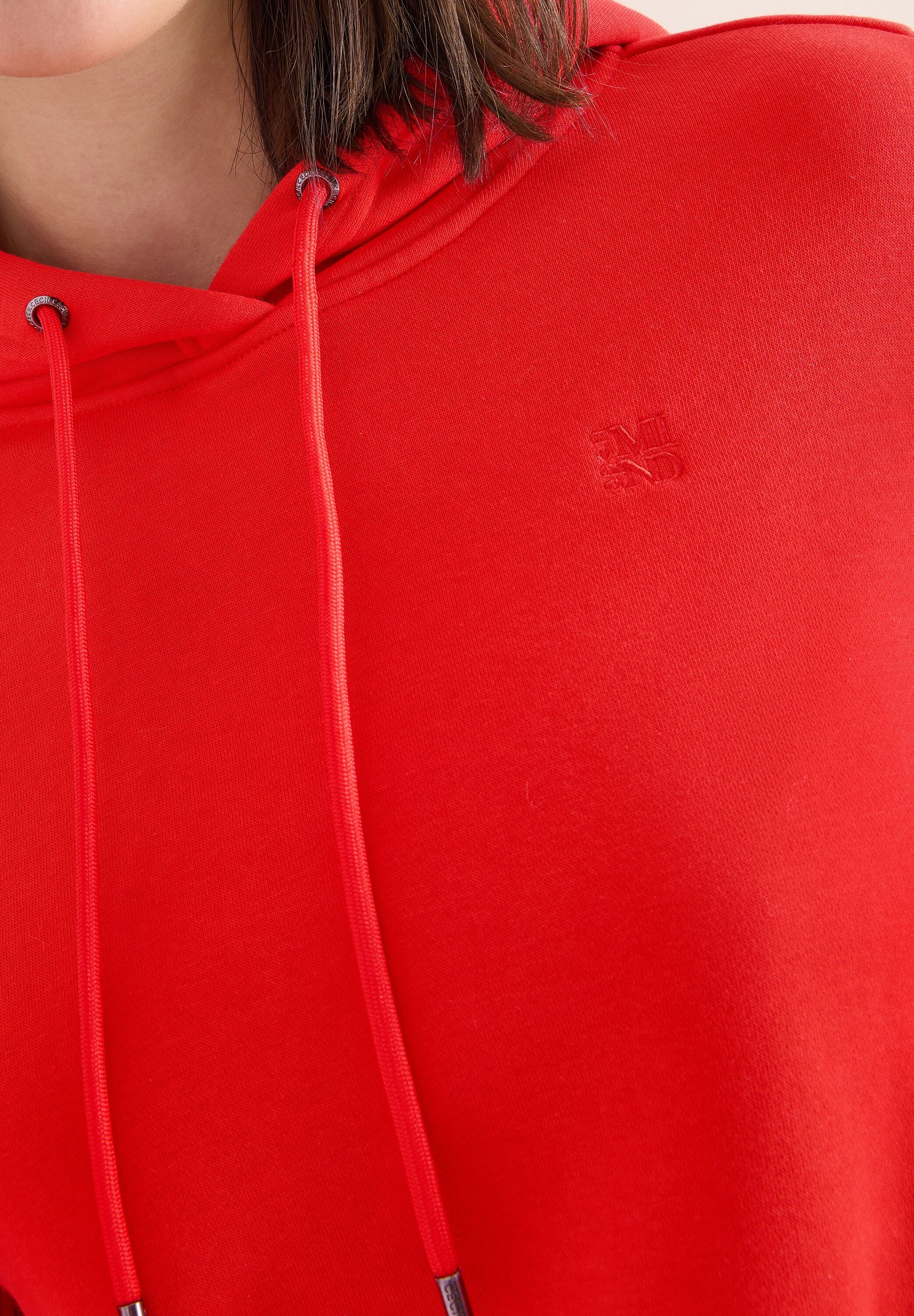 Kapuzensweatshirt CECIL, Damen, Gr. XL (44), rot (pumkin orange), Sweatware, Obermaterial: 54% Polyester, 46% Baumwolle. Futter: 50% Baumwolle, 50% Polyester, unifarben, lässig geschnitten hüftbedeckend, Rundhals, Bündchen, Sweatshirts Kapuzensweatshirt p