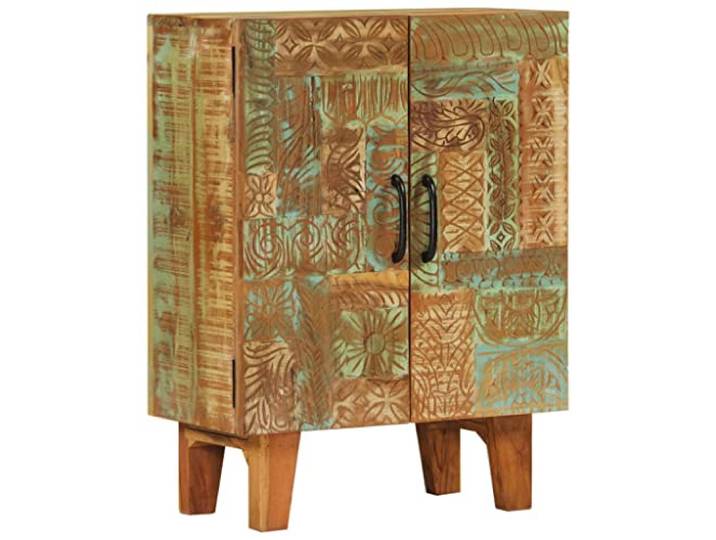 HEFZGDB Handgeschnitztes Sideboard aus massivem Altholz 55x30x75 cm Retro Stil Beistellschrank mit Stauraum und robuster Platte für Wohnzimmer Einrichtung