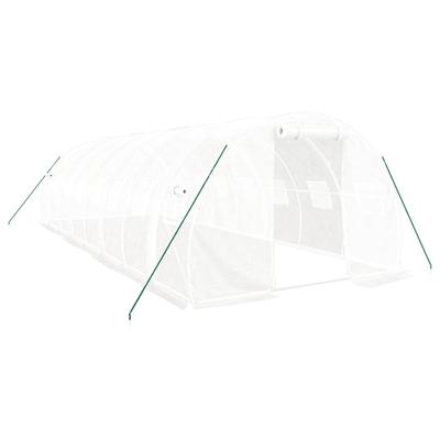 Helloshop26 - Gewächshauszelt für Pflanzen Blumen und Gemüse mit Stahlrahmen 24 m² 8 x 3 x 2 m weiß 02_0044565