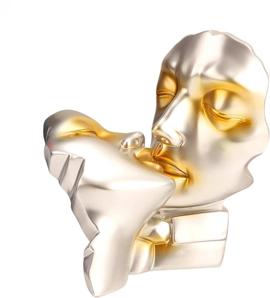 Rom Hars Sculptuur Kussend Paarbeeld Liefde Decoratie Zilver Hoogte: 22 cm