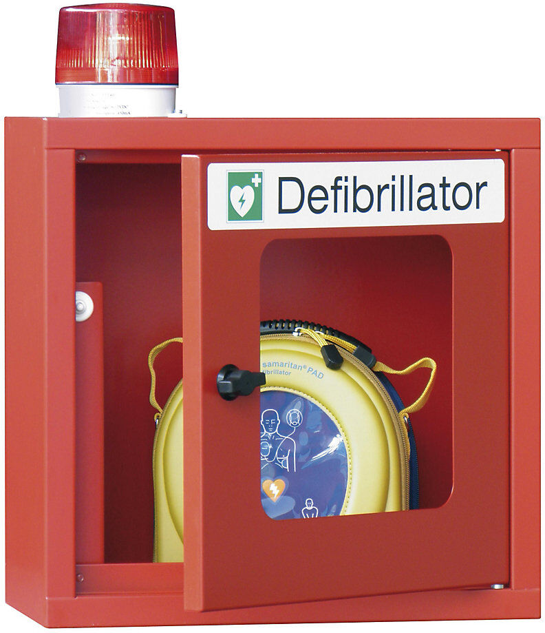 Defibrillatorschrank, mit akustischem und optischem Alarm, feuerrot Pavoy