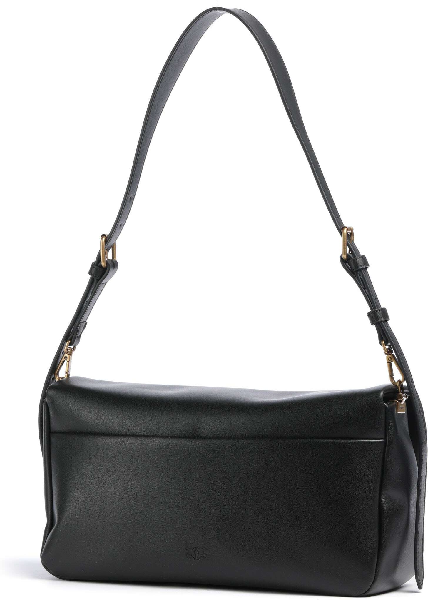Pinko Click Soft Horizontal Schultertasche aus Leder, schwarz