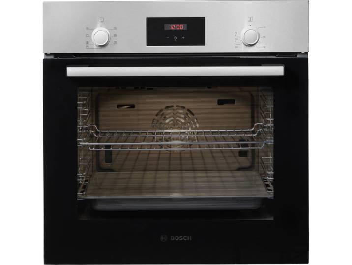 BOSCH Backofen HBF133BR0 , Energieeffizienz: A, silber (silberfarben), B:59,4cm H:59,5cm T:54,8cm, Backöfen, 3D-Heißluft für gleichmäßige Backergebnisse & LED-Display, Backofen