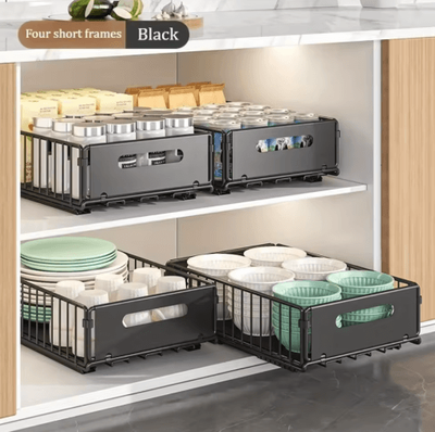 Inspire Picks Double Layer Sliding Storage Basket For Bottles & Household Organization four Short Frames