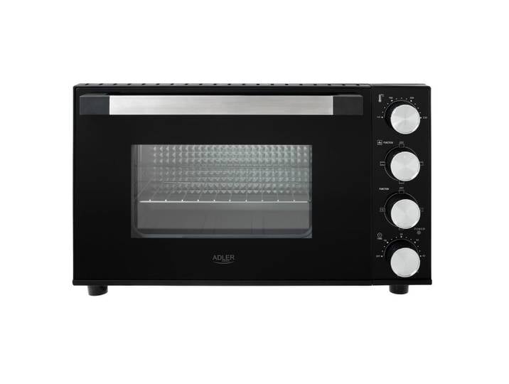 Adler Minibackofen AD 6031, Elektrobackofen, Mini Backofen, Backblech, Drehspieß, Timer, schwarz