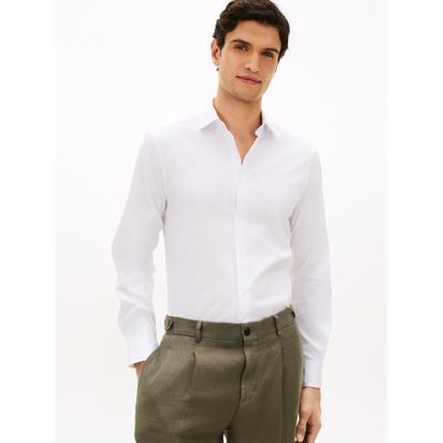 Langarmhemd TOMMY HILFIGER "DC FLEX COLLAR SOLID", Herren, Gr. 41, N-Gr, weiß, Web, Obermaterial: 75% Baumwolle, 21% Nylon, 4% Elasthan, unifarben, slim fit, Manschette, Hemden, Flex Collar Technologie, elastischer Kragen für angenehmen Fit