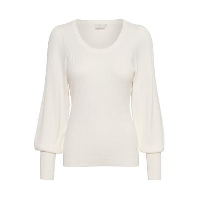 Strickpullover KAFFE "Damen Strickpullover KAdora", Damen, Gr. XL, weiß (chalk), Obermaterial: 80% Viskose CV. 20% Polyamid PA., Pullover Strickpullover