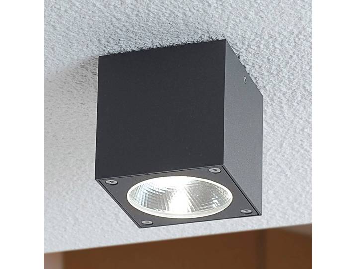 Würfelförmige LED Außendeckenleuchte Cordy CORDY Lucande, schwarz, Aluminium, Modern