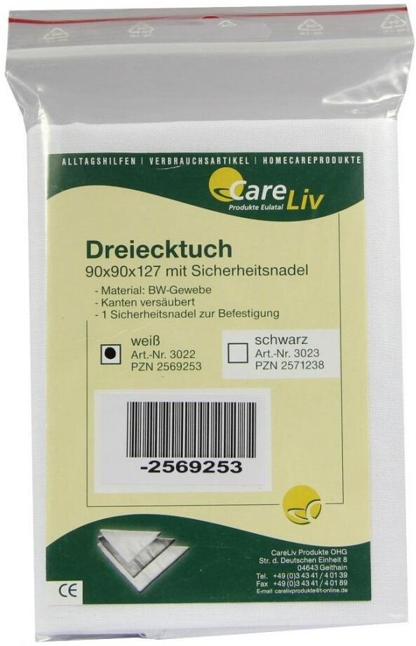 Careliv Produkte Dreiecktuch Bw 90x90x127 weiss mit Sicherheitsn.