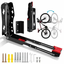 Relaxdays Fahrrad Wandhalterung schwenkbar Rot,Schwarz