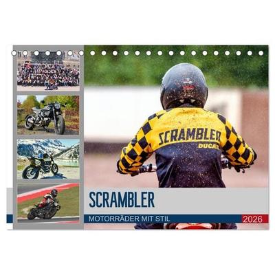 Scrambler Motorräder mit Stil (Tischkalender 2026 DIN A5 quer), CALVENDO Monatskalender