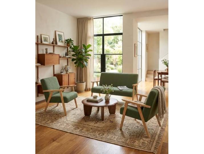 Family Meble Sitzgruppe Soler Angel – Zweisitzer-Sofa und 2 Sessel im Retro-Stil – Variante Angel 12