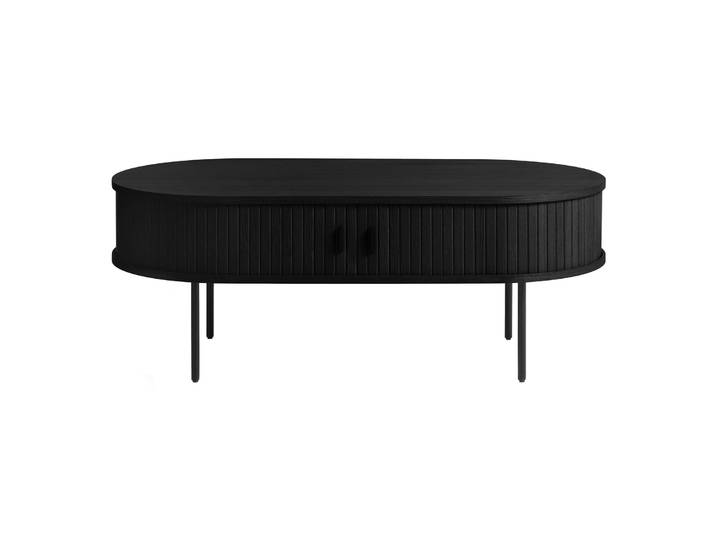 Holz-Couchtisch Gativel 120x60 cm Lamellen Eiche Schwarz