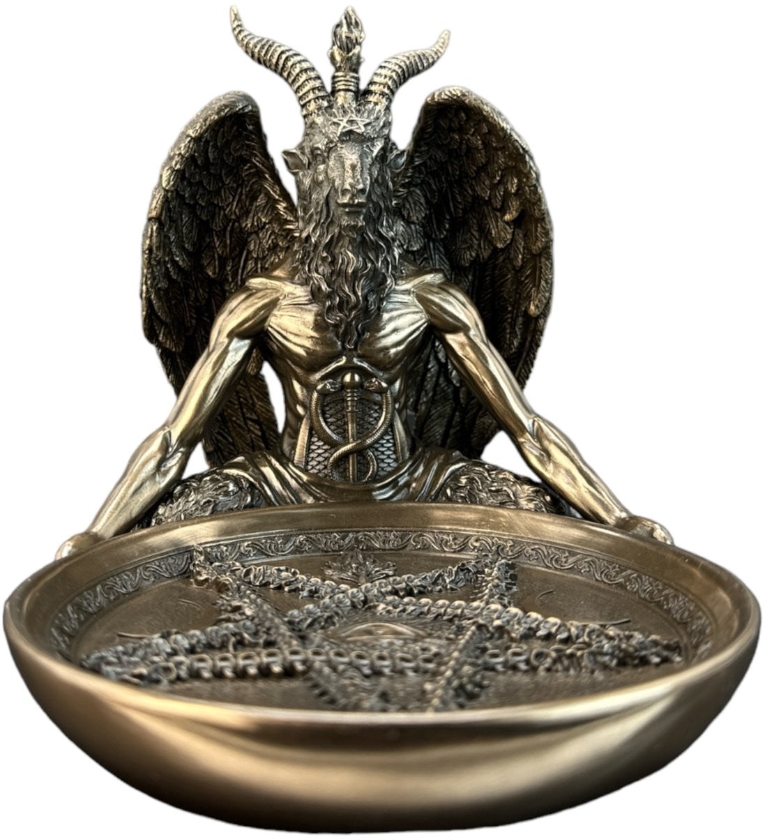 Veronese Baphomet Beeld - Bronskleurig, Handbeschilderd, Decoratief voor op tafel