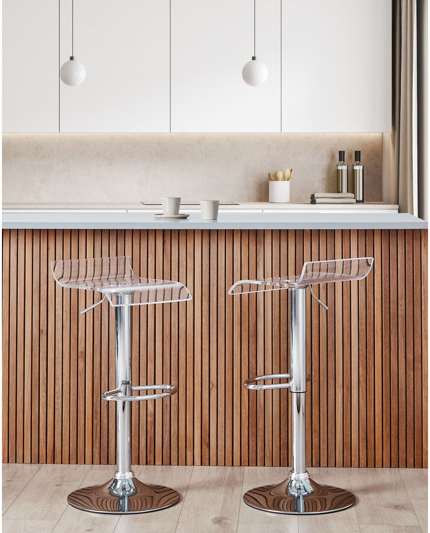 Metro Dawnta Swivel Adjustable Height Bar Stool with Iron Frame Clear 38cm W X 38cm D