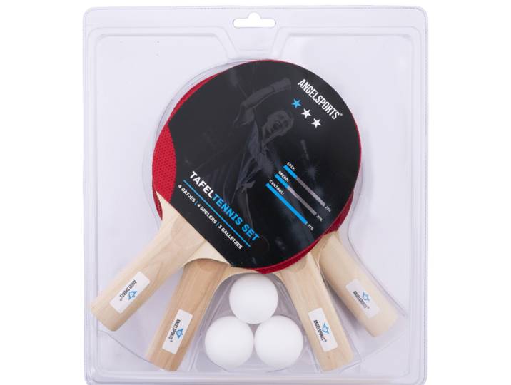 4 tafeltennisbats en 3 ballen 040209