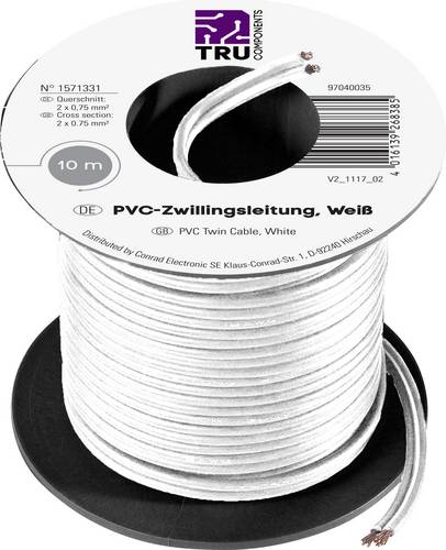 TRU Components 1571331 Litze 2 x 0.75mm² Weiß 10m