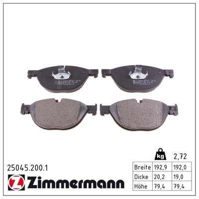 ZIMMERMANN Bremsbelagsatz, Scheibenbremse 25045.200.1 Vorderachse für BMW