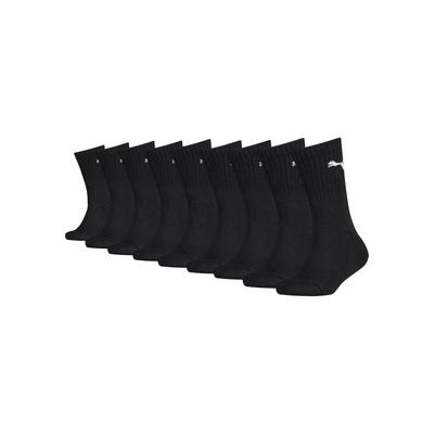 Tennissocken PUMA "JUNIOR CREW SOCK 9P ECOM", Kinder, Gr. 27-30, Sockengröße, schwarz, Baumwollmischung, unifarben, normal, Socken Tennissocken, Puma Cat am Bündchen