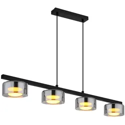 Hängeleuchte Esstischlampe Pendelleuchte LED Rauchglas schwarz 4-Flammig L 90 cm