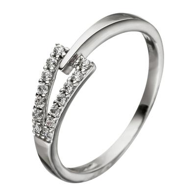 Goldring JOBO Gr. 54, weiß (weißgold 333), Fingerringe, Damen, 54, Weißgold 333, Goldring, 333 Weißgold mit Zirkonia