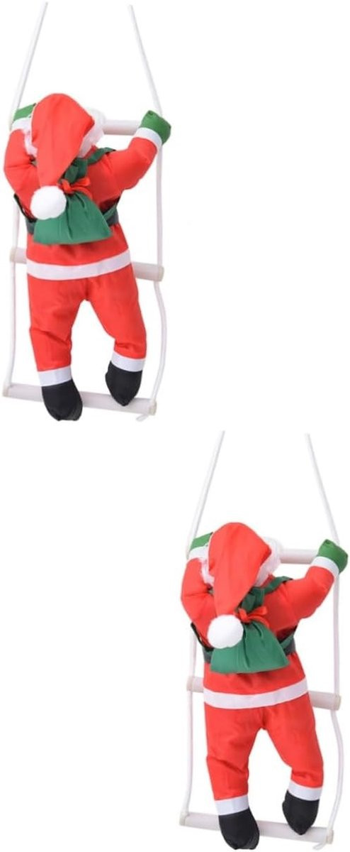 Kerstman Ladder Hanger - Rood Kerstdecoratie Ornament - 40 cm