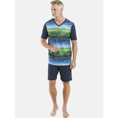 Schlafanzug JAN VANDERSTORM "Kurzer Schlafanzug AUDUN", Herren, Gr. XXL, blau (blau grün), Obermaterial: 100% Baumwolle CO., Homewear-Sets Schlafanzug