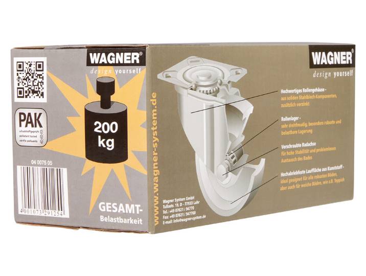 Wagner Rollenset 75 mm 200 kg 4 Stück