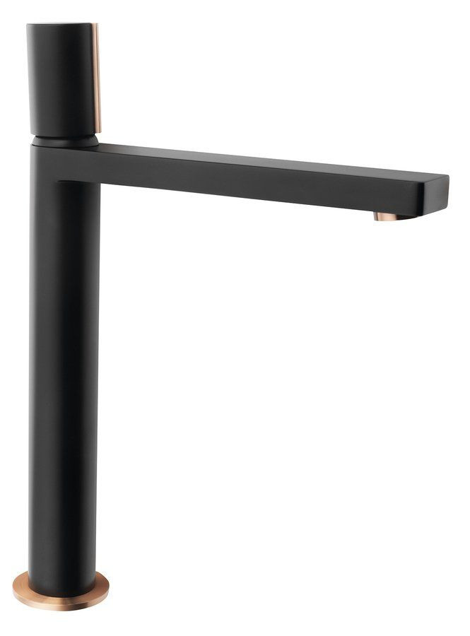 Sapho KAISA wastafelmengkraan hoog model chroom mat zwart/koper 235mm