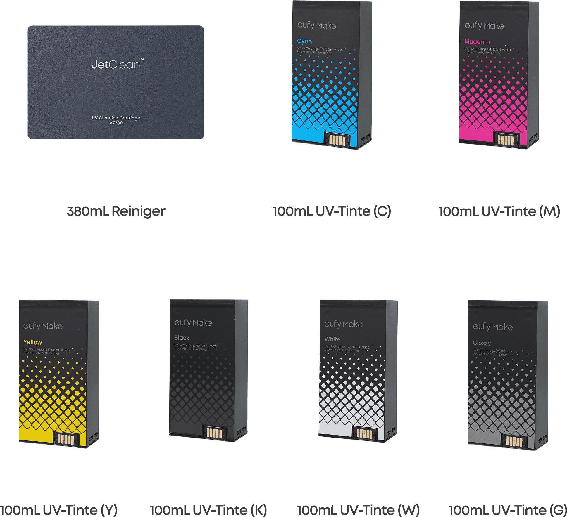 eufyMake Tinten- und Reinigungskartuschen-Kit für den UV-Drucker E1 eufyMake Tinten- und Reinigungskartuschen-Kit