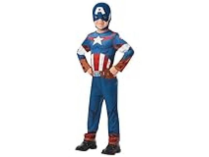 RUBIE'S Avengers Officiel - Déguisement Classique Captain America Enfant - Taille M - 5-6 ans - 105 à 116 cm - Costume Combinaison Bleue et Rouge et Cagoule - Pour,