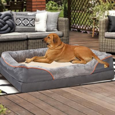 Youfap Market Super Soft Orthopedic Foam Dog Bed With Removable Cover & Cotton padded Bolster dark Grey xxl
