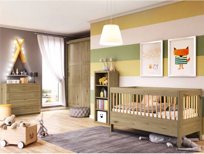Babybett aus Eichenholz „Paula“ 70 x 140 cm Massivholz Wildeiche