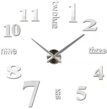 Inspired Finds 3D Luminous Frameless Wall Clock DIY Kit Modern Silent Glow Wall Decor silver Clean Classic 3d 90cm = 35.43in
