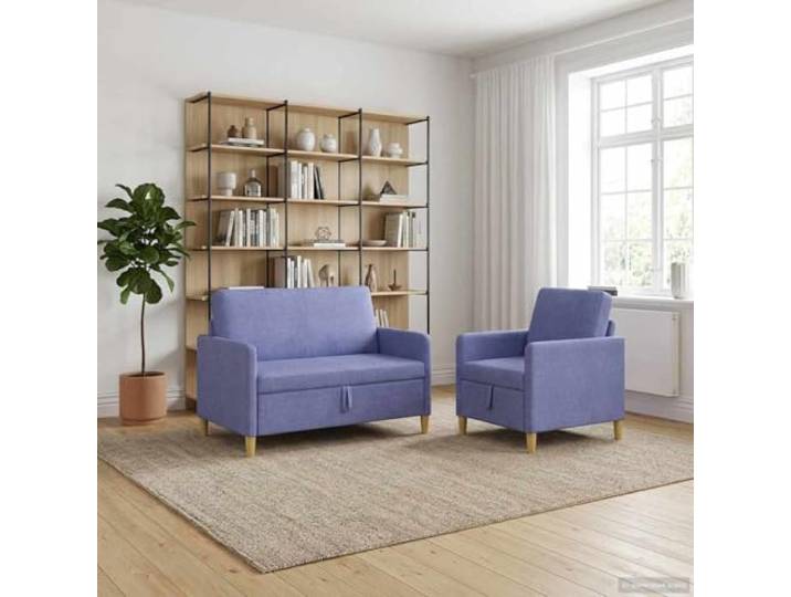 ZQQLVOO Sofa Set mit Stauraum 2 STK Jeans blau Polyester Metallrahmen, Klappsitz, versteckter Stauraum, abnehmbare Bezüge, für Wohn- und Gästebereich