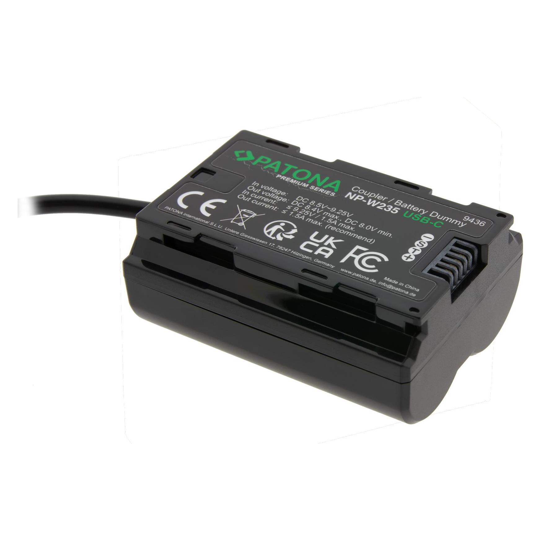 Patona USB-C Input Akku-Adapter NP-W235 (Kamera Akku Netzadapter) (9436)