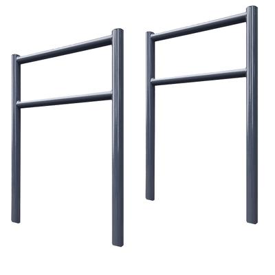 Baumarktplus 2x Fahrradanlehnbügel mit Knieholm 115x75 cm Stahl pulverbeschichtet Ø 60 mm Einbetonieren Anthrazit Typ H