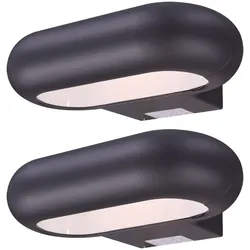 Wandleuchte Außenlampe Fassadenleuchte LED Haustürlampe, abwärts leuchtend, Aluminium grau, BxH 22x5,6 cm,  2er Set
