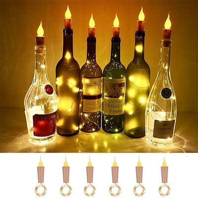 LED Lampe für Flasche, 2 m 20 LEDs Kerze Weinflasche Lichterkette Weinflasche Flamme Kork Lampe DIY Party Hochzeit Valentinstag Girlande