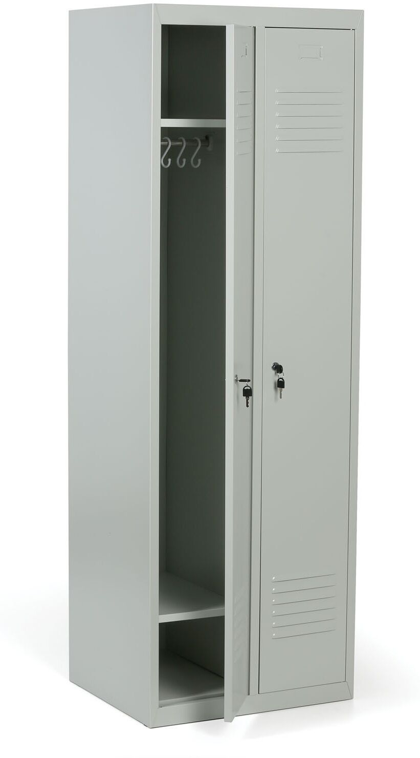 B2B Partner Szafka ubraniowa S2, 2-drzwiowa, 1800 x 600 x 500 mm, zamek cylindryczny, drzwi szare