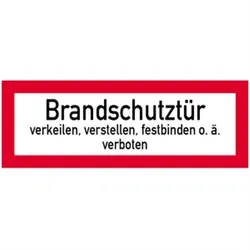 Aufkleber Brandschutztür verkeilen...verboten, Folie, doppelseitig, 210x74 mm