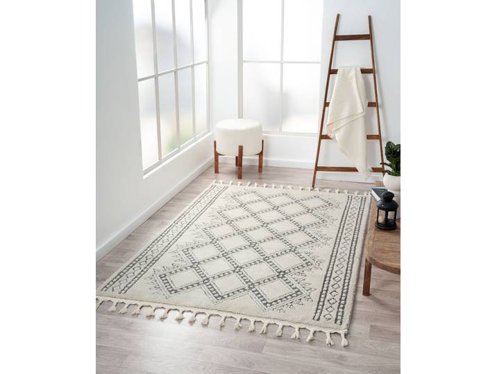 Hochflor-Teppich Moroccan Tradition, LAGERRÄUMUNG , schwarz-weiss (weiß, schwarz), B:160cm H:24mm L:230cm, Polypropylen (PP), MYFLAIR MÖBEL & ACCESSOIRES, Teppiche, Hochflor-Teppich, modern, marokkanisches Design, flauschig weich, auch als Läufer