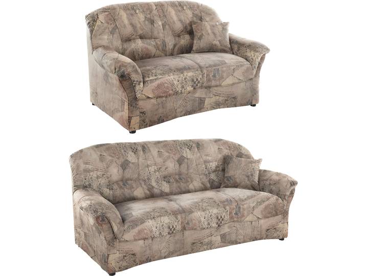 Polstergarnitur DOMO COLLECTION Bahia zeitlos & elegantes Sofa, bequem , braun, Luxus-Microfaser, Inklusive Federkern, Sitzmöbel-Sets, Polstergarnitur, Microfaser, natur