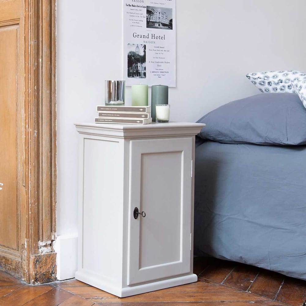 Decoclico Table de chevet parisienne en pin maritime gris clair Gris 40x60x30cm
