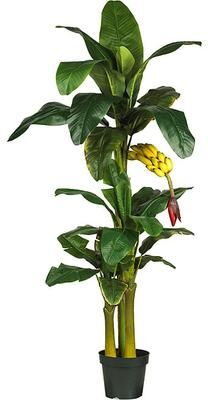 Nearly Natural Triple Stalk Banana Tree - Green